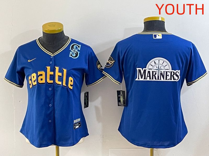 Youth 2025 Seattle Mariners Blank Blue City Edition Nike MLB Jersey style 13
